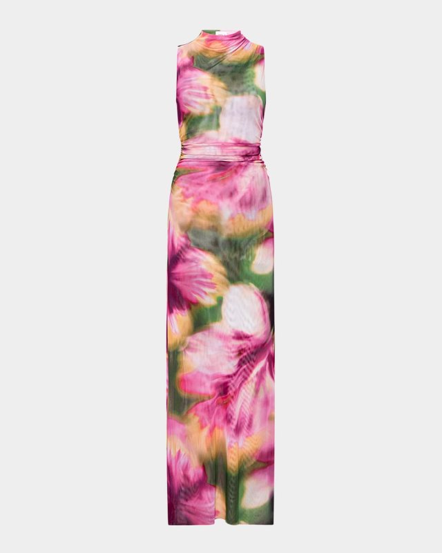 Blurred Hibiscus Mesh Athena Dress